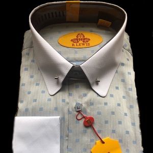Premium luxury men’s bar pin collar dress shirt
